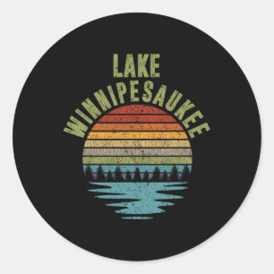 Pegatina Redonda Lago Winnipesaukee Camping Desierto - Naturaleza L