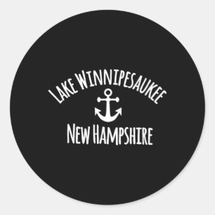 Pegatina Redonda Lago Winnipesaukee Vela Náutica Navegación