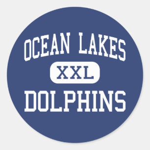 Pegatina Redonda Lagos oceánicos - delfines - alta playa de Virgini