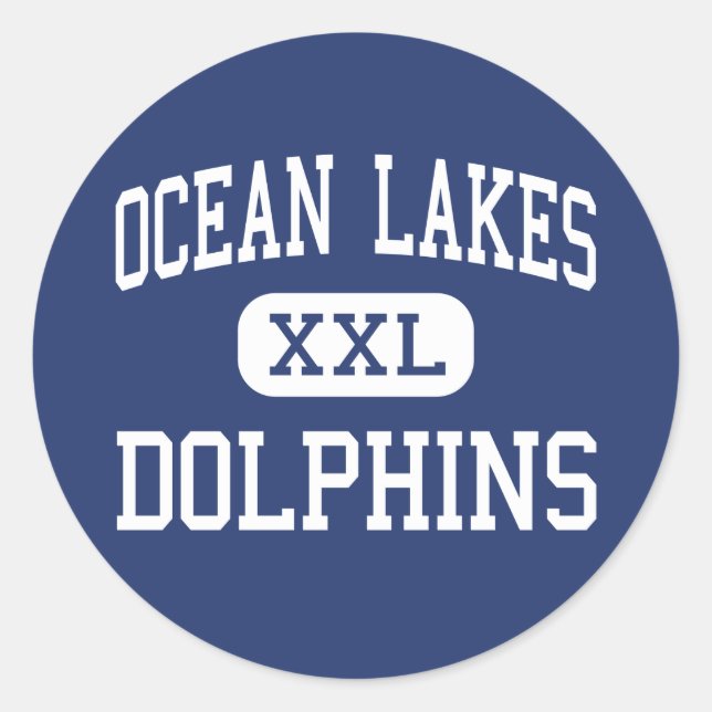 Pegatina Redonda Lagos oceánicos - delfines - alta playa de Virgini (Anverso)