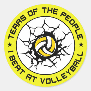 Pegatina Redonda Lágrimas De La Gente A La Que Golpeo En Voleibol,