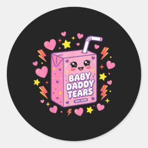 Pegatina Redonda Lágrimas de Papá Bebé Kawaii Caja de Jugo Divertid