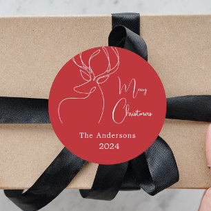 Pegatina Redonda Lágrimas rojas abstractas Navidades modernos