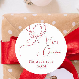 Pegatina Redonda Lágrimas rojas abstractas Navidades modernos