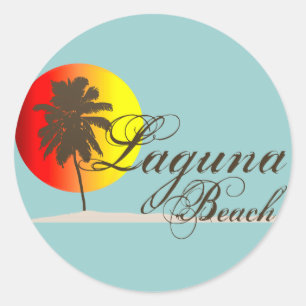 Pegatina Redonda Laguna Beach California