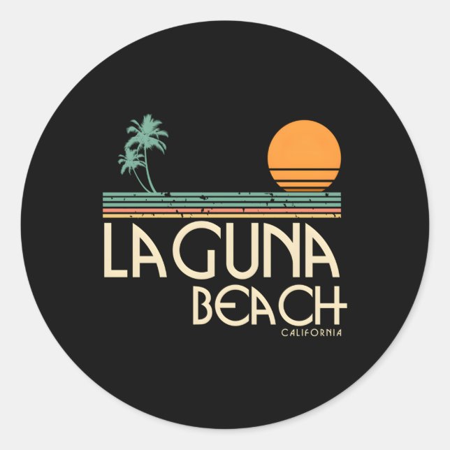 Pegatina Redonda Laguna Beach California Surf (Anverso)