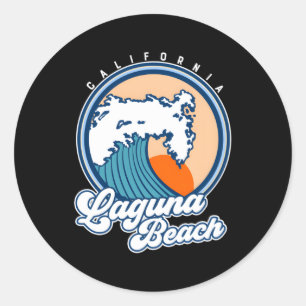 Pegatina Redonda Laguna Beach California Surf Wave