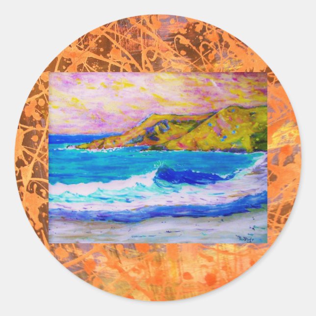 Pegatina Redonda laguna beach splash drip (Anverso)