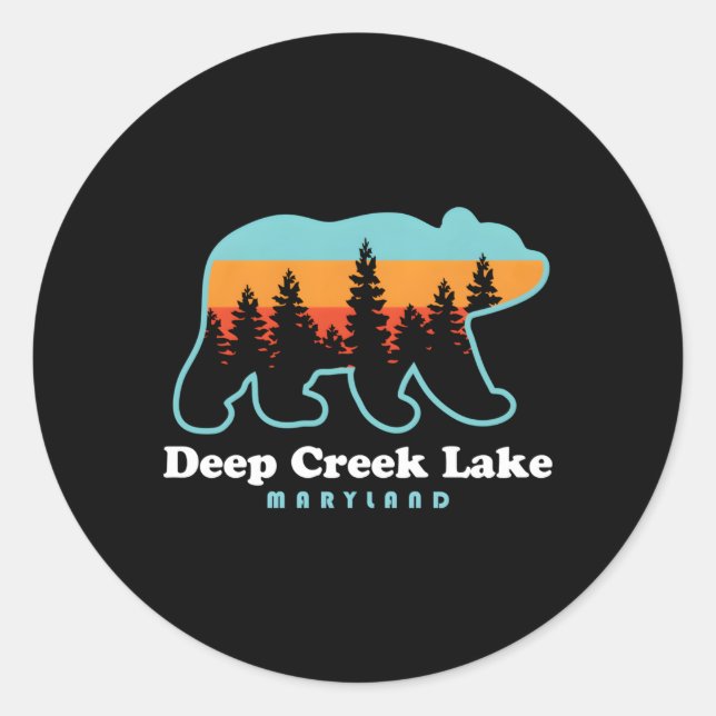 Pegatina Redonda Laguna Deep Creek Lake Maryland Bear Deep Creek (Anverso)