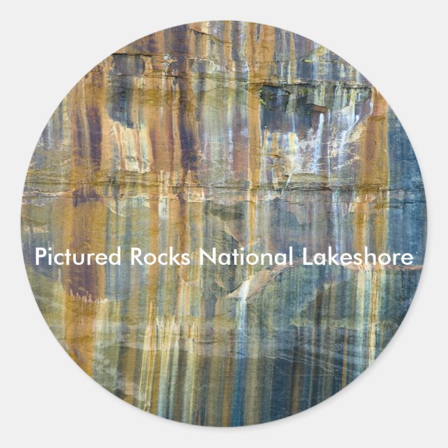 Pegatina Redonda Laguna nacional de Rocas pintadas (Anverso)