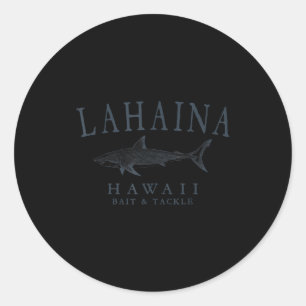 Pegatina Redonda Lahaina hawaii tiburón vintage pizarra arte pesca