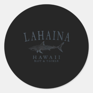 Pegatina Redonda Lahaina hawaii tiburón vintage pizarra arte pesca