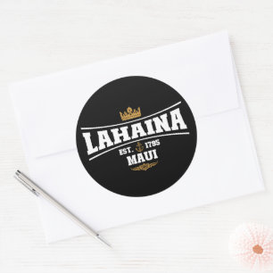 Pegatina Redonda Lahaina Maui Vintage Boat Anchor Flag 1795 Regalos