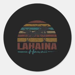 Pegatina Redonda Lahaina, un recuerdo de vacaciones en la ciudad co