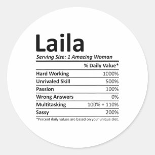 Pegatina Redonda Laila Nutrition Nombre Personalizado Divertido Nav