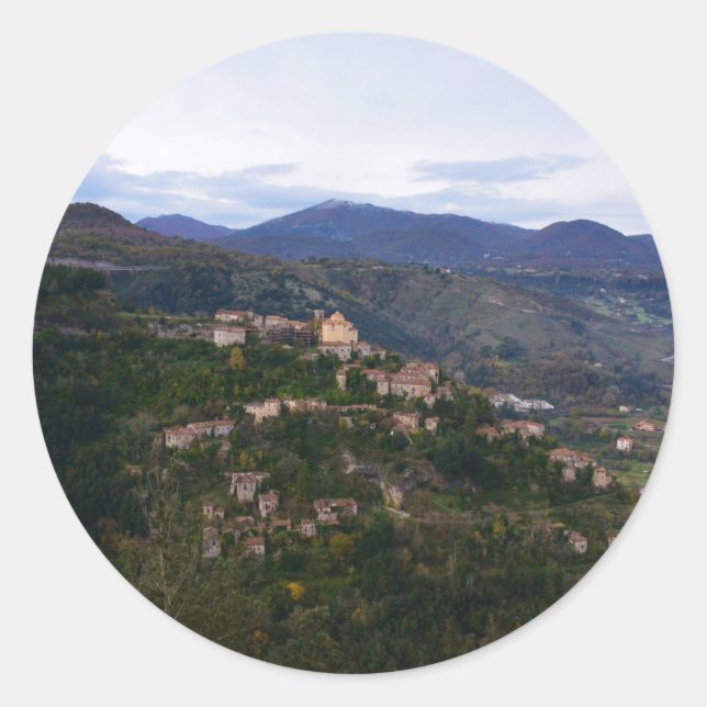 Pegatina Redonda Laino Castello Calabria (Anverso)