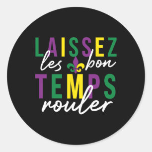 Pegatina Redonda Laissez Les Bon Temps Rouler Mardi Gras
