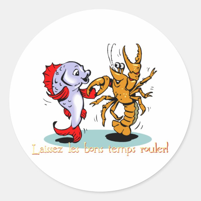 Pegatina Redonda ¡Laissez les bons temps rouler! Mardi Gras (Anverso)