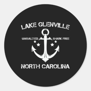 Pegatina Redonda Lake Glenville Carolina del Norte Campamento de Pe