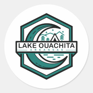 Pegatina Redonda LAKE OUACHITA arkansas moon hexa