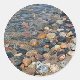 Pegatina Redonda Lake Superior Rocks