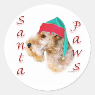 Pegatina Redonda Lakeland Terrier Santa Paws
