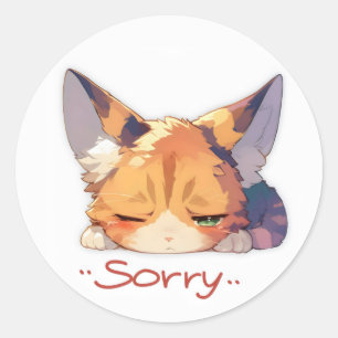 Pegatina Redonda Lamento Triste gato de anime