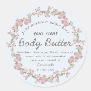 Pegatina Redonda Lámina de aire rosa Dogwood mantequilla de corona 