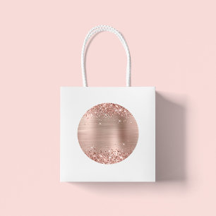 Pegatina Redonda Lámina de oro rosa brillante en blanco