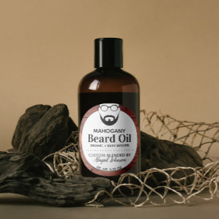 Pegatina Redonda Láminas de aceite de barba de aroma de madera para