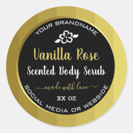 Pegatina Redonda Láminas de empaque serub corporal moderno oro y ne