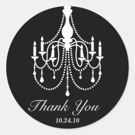 Pegatina Redonda Lámpara Blanca Negra Gracias