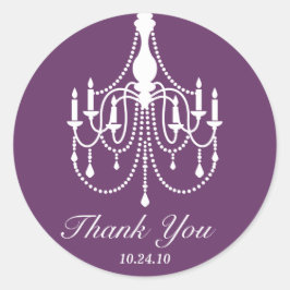 Pegatina Redonda Lámpara blanca púrpura gracias