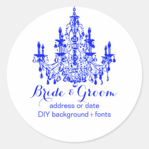 Pegatina Redonda Lámpara de araña azul deslumbrante de PixDezines