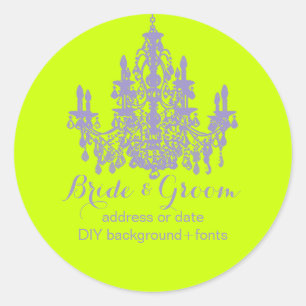 Pegatina Redonda Lámpara de araña violeta tulipán de PixDezines