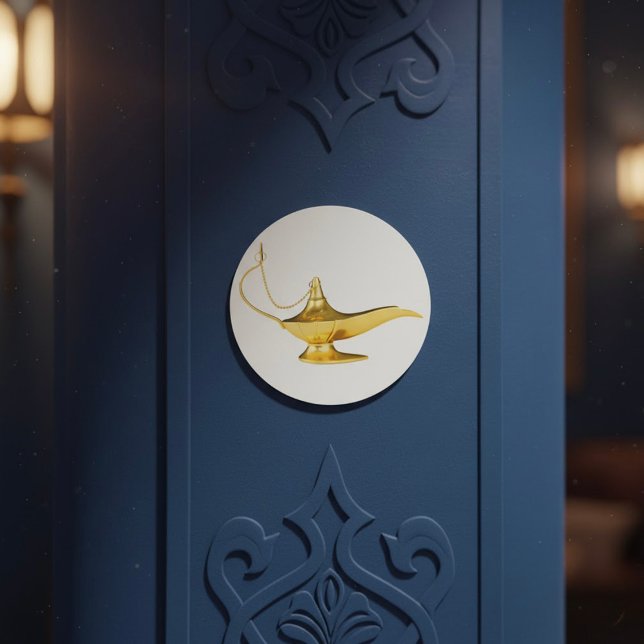 Pegatina Redonda Lámpara de Genio Mágico (Subido por el creador)