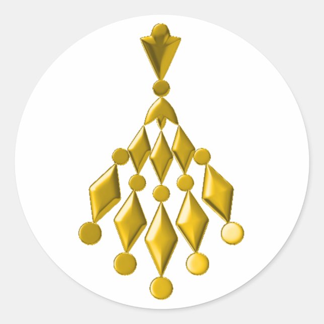 Pegatina Redonda Lámpara de oro (Anverso)