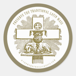 Pegatina Redonda Lámpara de oro de masas latinas tradicionales Alta