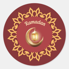 Pegatina Redonda Lámpara de Ramadan y media luna Premium Sticker – 