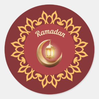 Pegatina Redonda Lámpara de Ramadan y media luna Premium Sticker – 