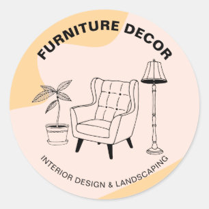 Pegatina Redonda Lámpara de Sofá de Interior de Naranja Decoración