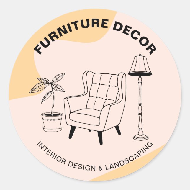 Pegatina Redonda Lámpara de Sofá de Interior de Naranja Decoración  (Anverso)