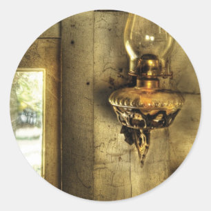 Pegatina Redonda Lámpara - lámpara de Kerosene