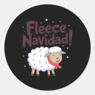 Pegatina Redonda Lana Navidad divertida Navidad ovejas festivas 