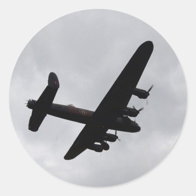Pegatina Redonda Lancaster Bomber Overhead (Anverso)