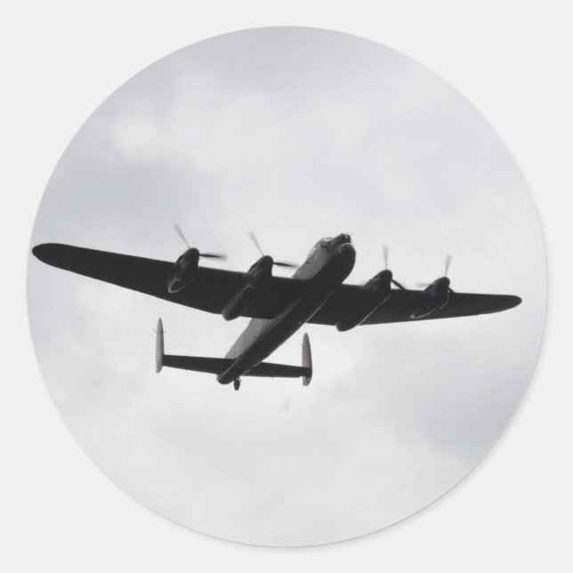 Pegatina Redonda Lancaster Heavy Bomber (Anverso)