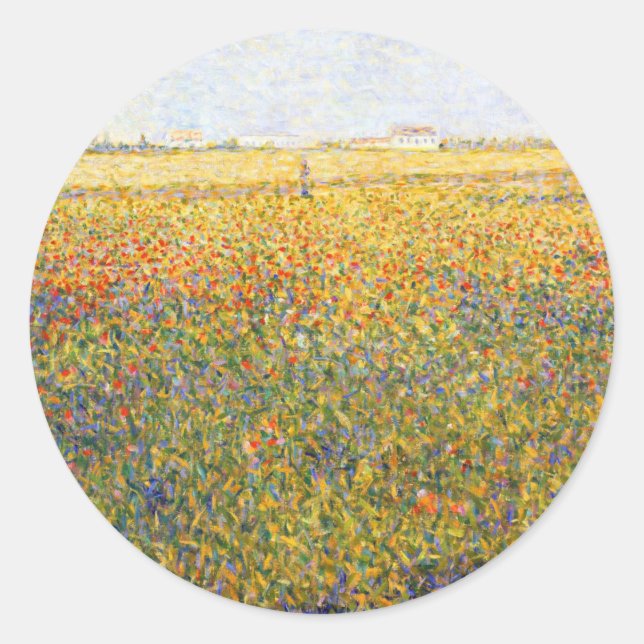 Pegatina Redonda Landcape de Georges Seurat (Anverso)