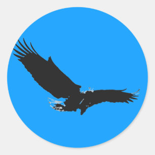 Pegatina Redonda Landing Eagle Silhouette