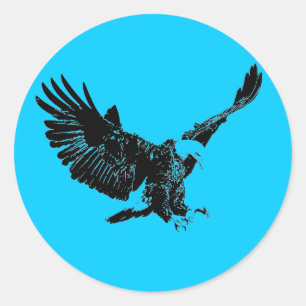 Pegatina Redonda Landing Eagle Silhouette