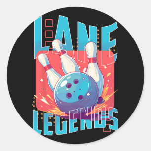 Pegatina Redonda Lane Legends Bowling Sports Design